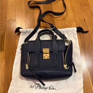 3.1 Phillip Lim Navy Mini Bag with Gold Accents